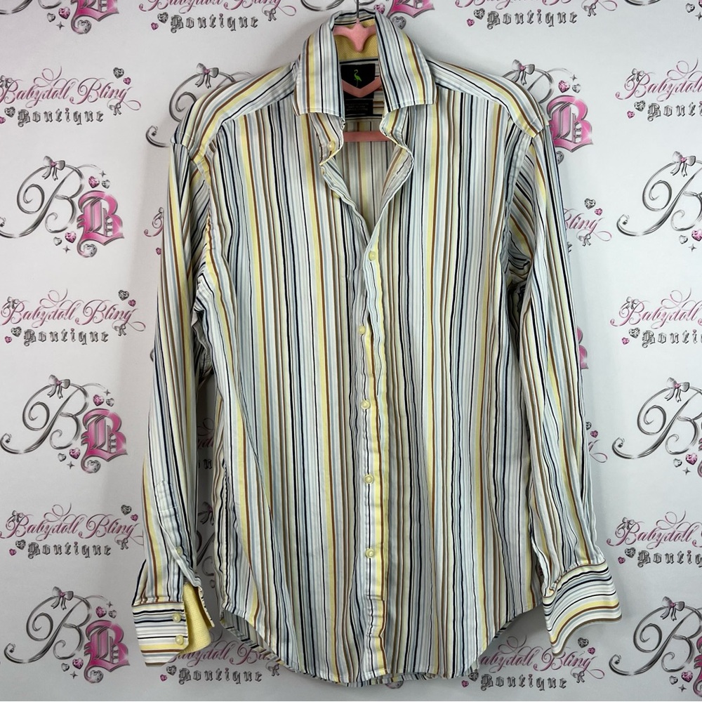 Tailorbyrd long sleeve multicolor Striped Button-Down Shirt collared